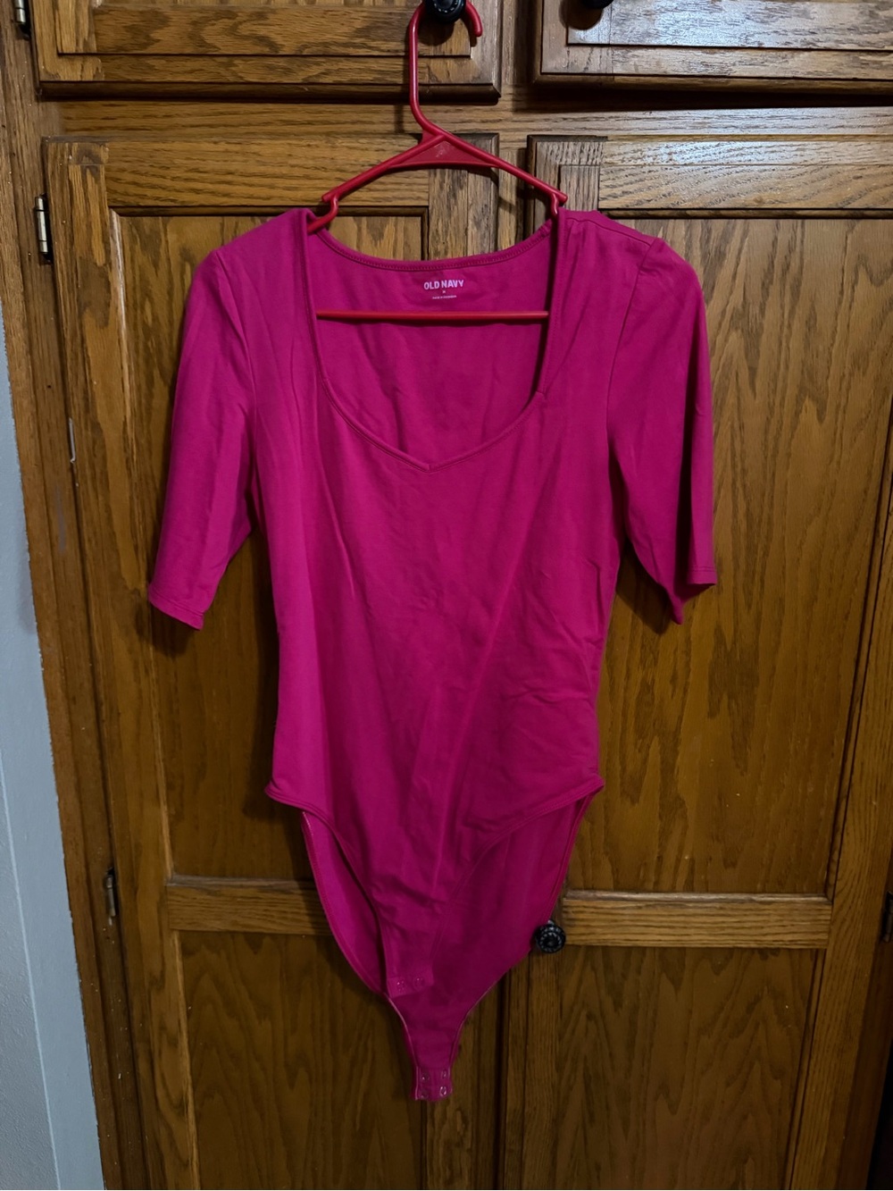 Old Navy Bright Fuchsia Scoop Neck Short Sleeve Bodysuit